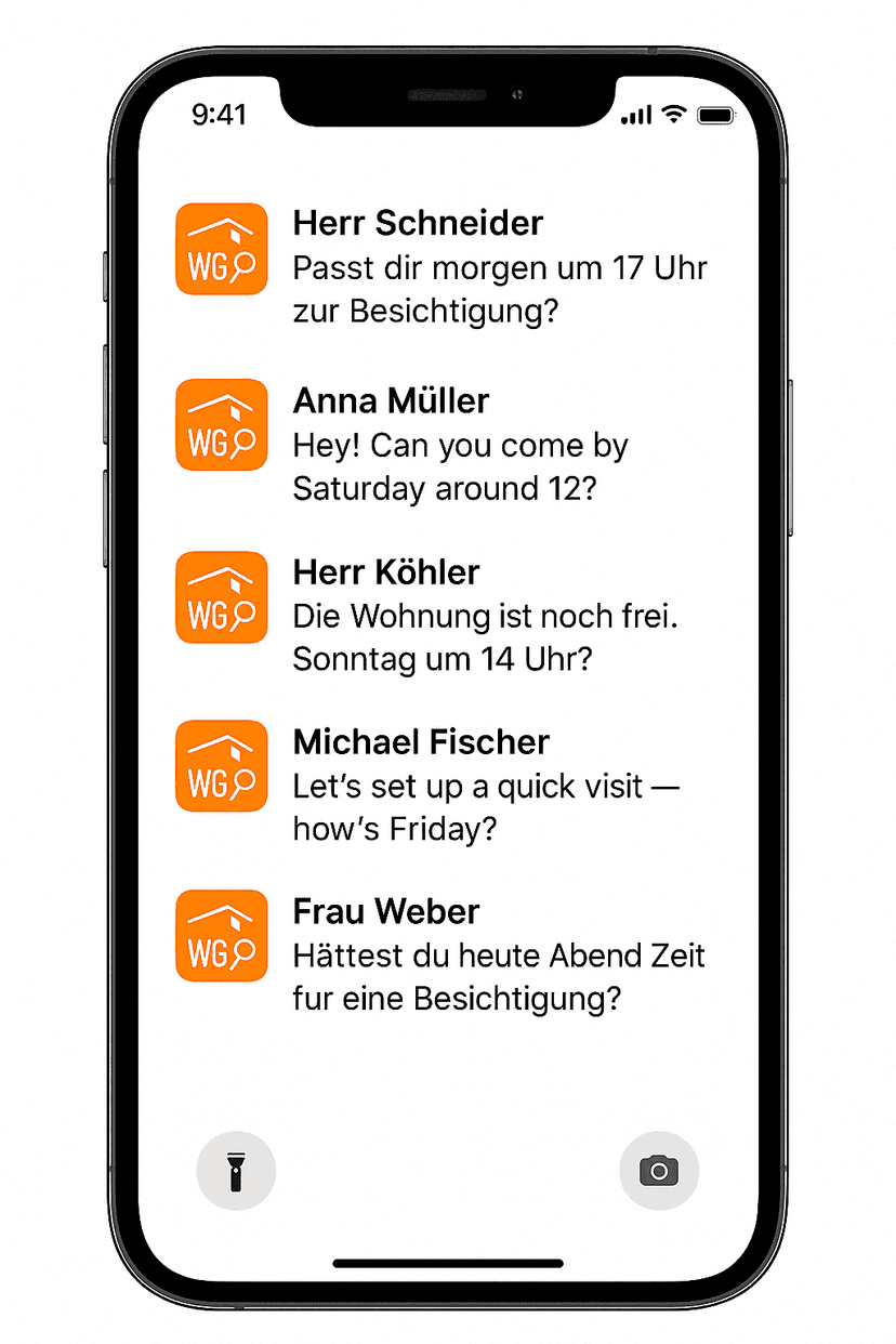 Phone mockup showing messages